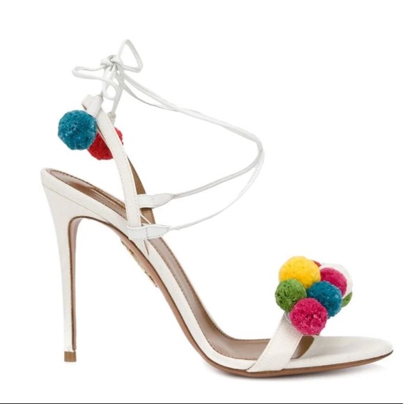 aquazzura pom pom sandals